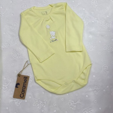 Caramell Yellow Long-Sleeve Baby Bodysuits | Cotton Onesies 3–6 Months