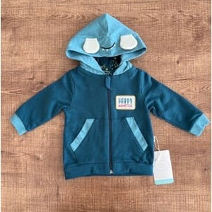 Teal Monster Baby Cardigan Hoodie – Soft Cozy Jacket (9–24 Months) | Aquababy