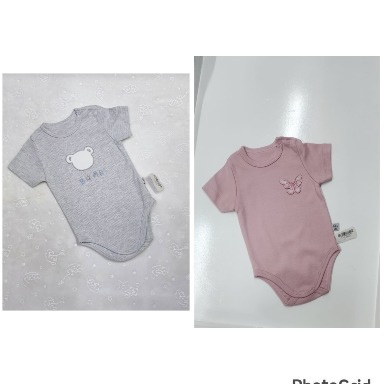 Baby Short-Sleeve Bodysuits – Bear & Butterfly Designs (12–18 Months)