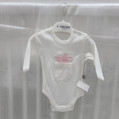 Baby Cotton Bodysuits – Ruffle Grey & White Long-Sleeve Designs (6–24 Months)