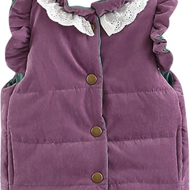 Baby Girls Aquababy Sleeveless Puffer Vest with Lace Collar – Warm Reversible Toddler Jacket (4 Years)