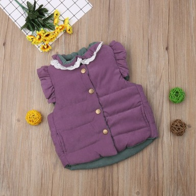 Baby Girls Aquababy Sleeveless Puffer Vest with Lace Collar – Warm Reversible Toddler Jacket (4 Years)