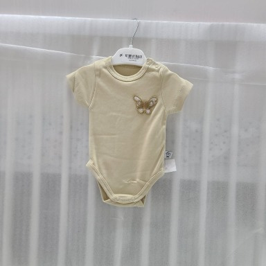 Beige Baby Bodysuits – Butterfly & Bear Embroidered Designs (9–18 Months)