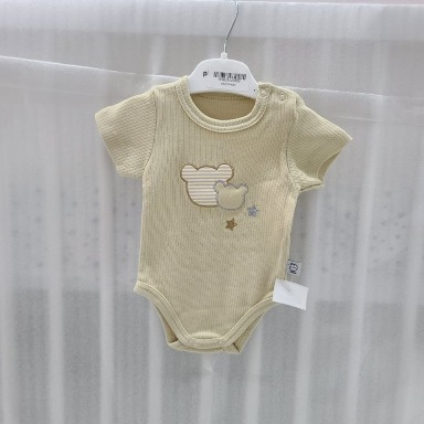 Beige Baby Bodysuits – Butterfly & Bear Embroidered Designs (9–18 Months)