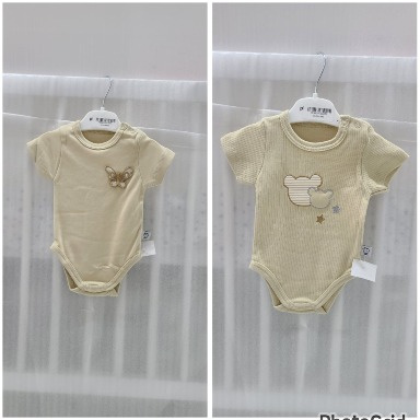 Beige Baby Bodysuits – Butterfly & Bear Embroidered Designs (9–18 Months)