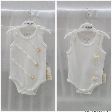 Pino Baby Sleeveless Bodysuits with Bow Detail – Ekru (0–12 Months)