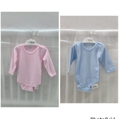 Baby Long-Sleeve Cotton Bodysuits – Pink & Blue (3–24 Months)