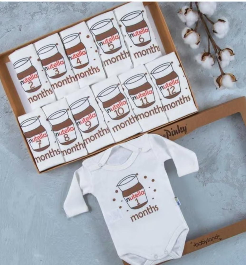 Monthly Milestone Baby Bodysuit Set – 1 to 12 Months (AquaBaby Collection LTD)