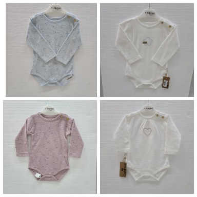 Caramell Baby Bodysuits Long Sleeve Cotton – Star, Floral & Heart Designs