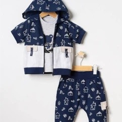 Baby Tongs Baby Boy 3-Piece Cotton Outfit – Navy Blue (6–36 Months) | Aquababy