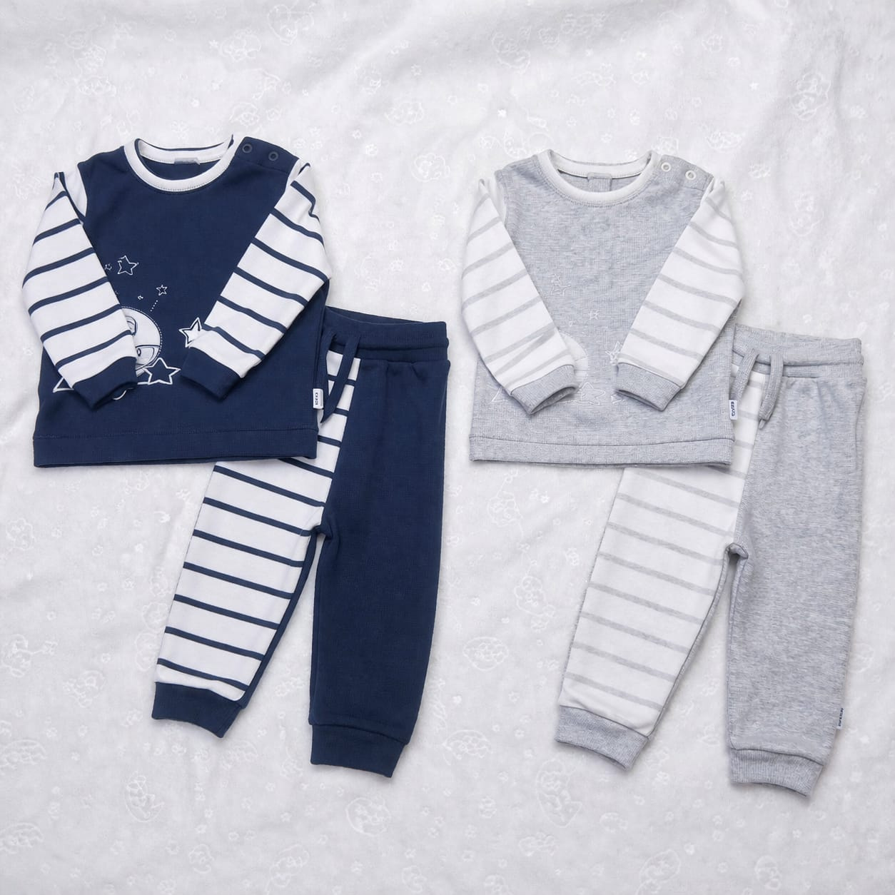 Aquababy Star Baby 2-Piece Cotton Set (Navy & Grey) – 3–6 Months