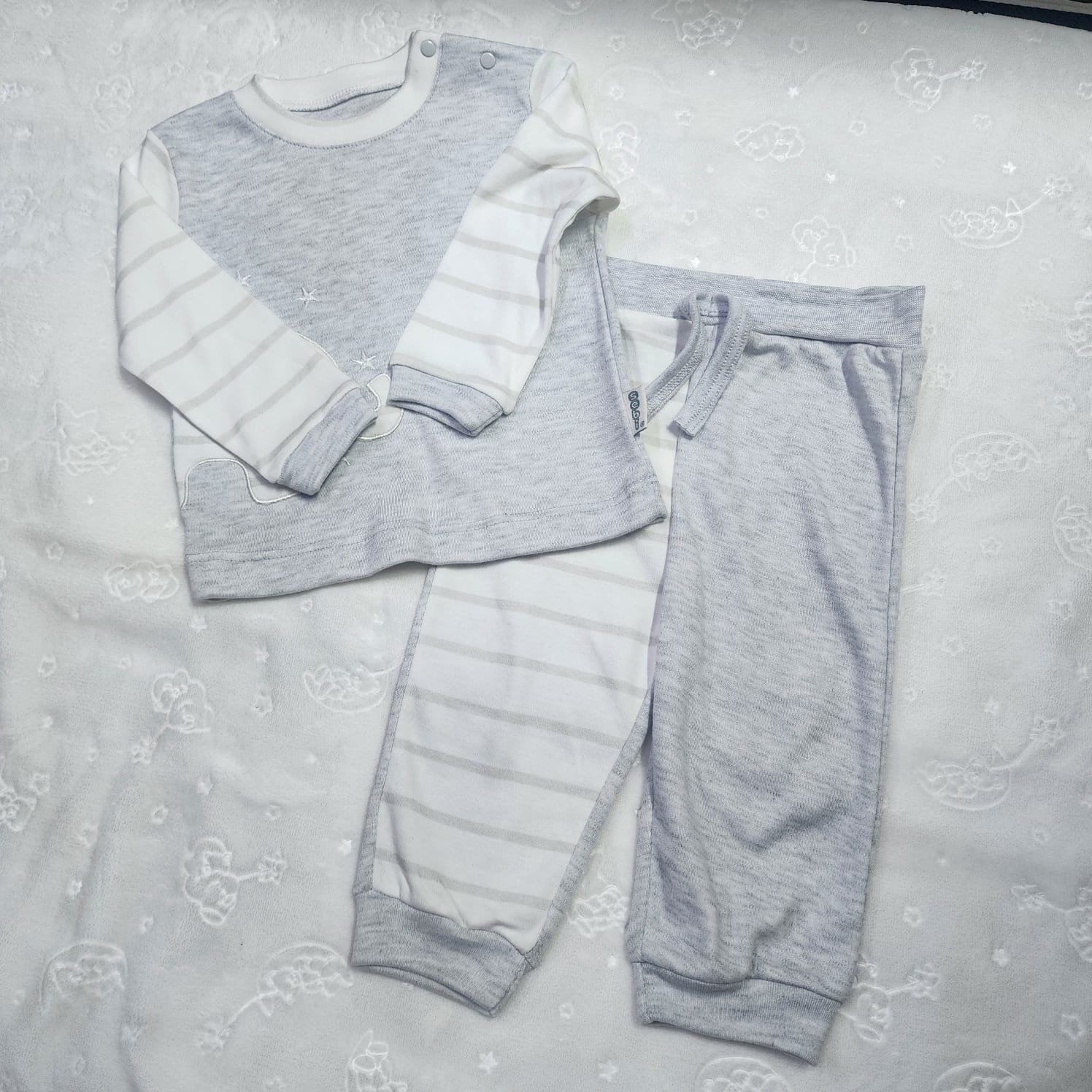 Aquababy Star Baby 2-Piece Cotton Set (Navy & Grey) – 3–6 Months