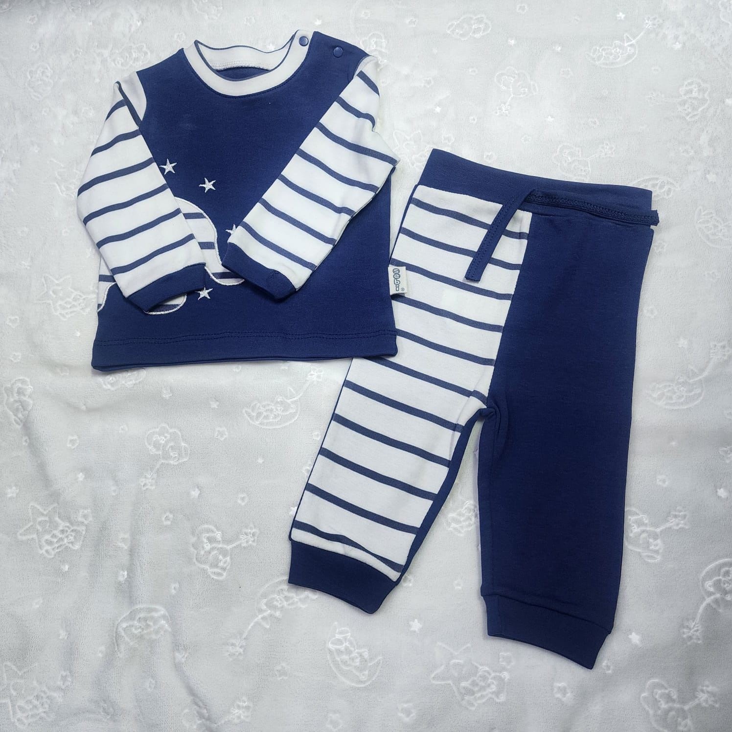 Aquababy Star Baby 2-Piece Cotton Set (Navy & Grey) – 3–6 Months