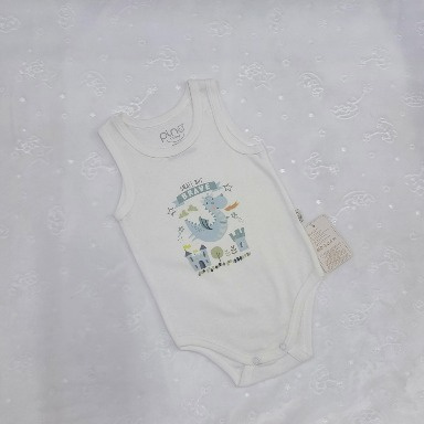 Sleeveless White Baby Bodysuit with Colorful Graphic size 0-3m and 6-9m
