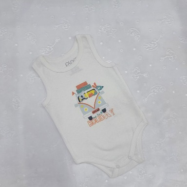 Sleeveless White Baby Bodysuit with Colorful Graphic size 0-3m and 6-9m