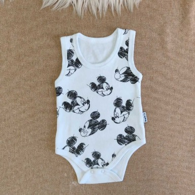 Sleeveless Mickey Mouse Baby Bodysuit – Cotton Onesie