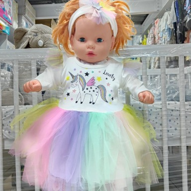 Unicorn Rainbow Tulle Dress for Baby Girls – Long Sleeve Princess Party Dress (9–24 Months)