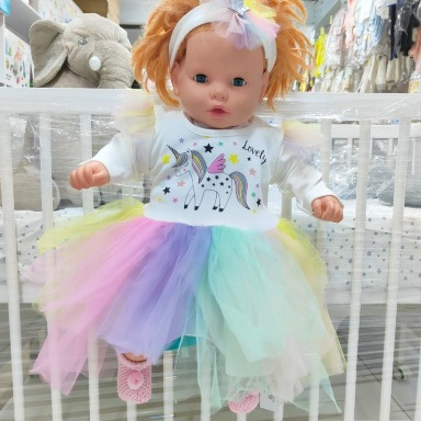 Unicorn Rainbow Tulle Dress for Baby Girls – Long Sleeve Princess Party Dress (9–24 Months)