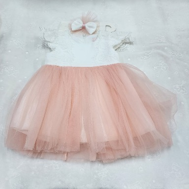 Floral Lace & Tulle Baby Girl Dress – Elegant Occasion Wear (Newborn)