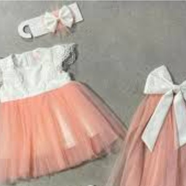 Floral Lace & Tulle Baby Girl Dress – Elegant Occasion Wear (Newborn)