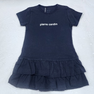 Pierre Cardin Navy Blue Tiered Ruffle Baby Girl Dress – 100% Cotton (3–5 Years)