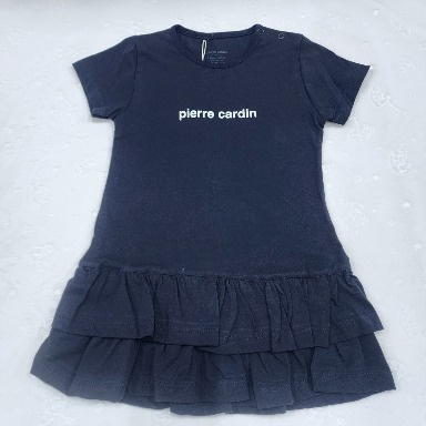 Pierre Cardin Navy Blue Tiered Ruffle Baby Girl Dress – 100% Cotton (3–5 Years)