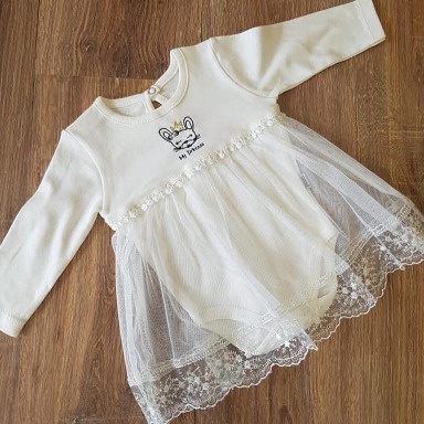 White “My Princess” Baby Girl Bodysuit Dress – Long Sleeve (3–6 Months)
