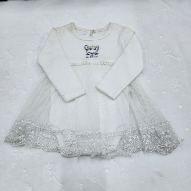 White “My Princess” Baby Girl Bodysuit Dress – Long Sleeve (3–6 Months)