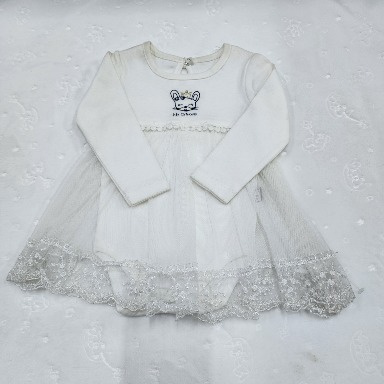 White “My Princess” Baby Girl Bodysuit Dress – Long Sleeve (3–6 Months)