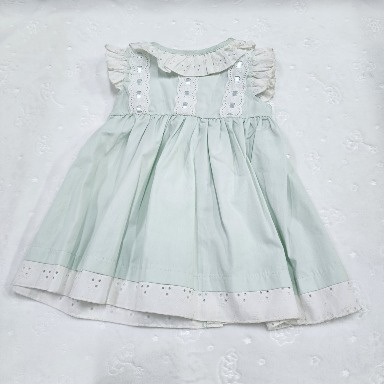 AquaBaby Mint Green Lace Baby Girl Dress – Elegant Cotton Party Dress (12 Months)
