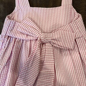 Pink & White Striped Pinafore Baby Girl Dress Set with Ruffle Blouse – 1 Year