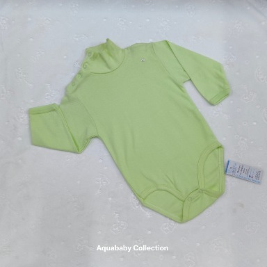 Lime Green Long Sleeve Baby Bodysuit (2 Years) | High Neck Cotton Onesie