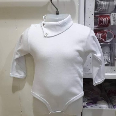 White Long Sleeve Baby Bodysuit | High Neck Asymmetrical Collar Onesie for Toddlers (1–5 Years)