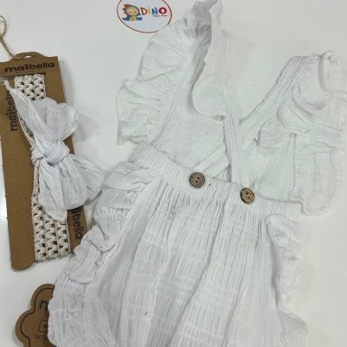 White Ruffled Baby Romper – Soft Cotton Summer Outfit (6–24 Months) | Aquababy