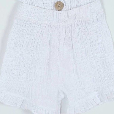 White Muslin Cotton Baby Romper with Bow Straps – Summer One-Piece (12–24 Months)