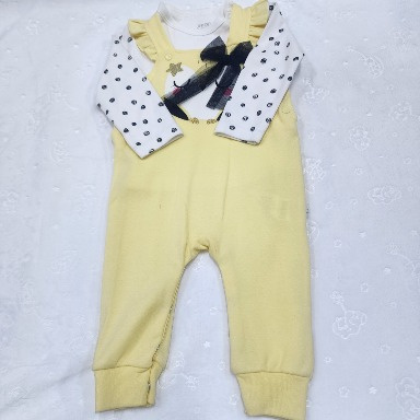Baby Girl Yellow Salopet Dungaree Set – 2 Piece Cotton Outfit (6 Months)