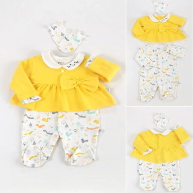 Baby Girl Gift Set – 3PCS Cotton Outfit with Squirrel Design (3–6 Months)