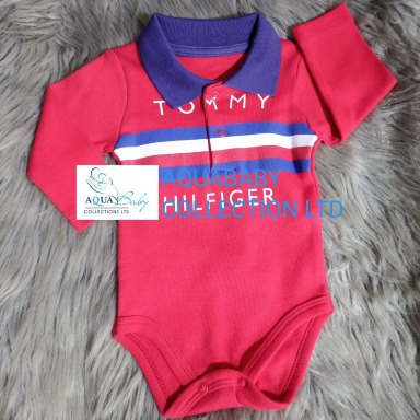Tommy Hilfiger Baby Red Polo Bodysuit Long Sleeve (6–12M)