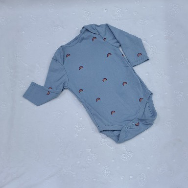 Light Blue Rainbow Baby Bodysuit Cotton Long Sleeve (6–9M)