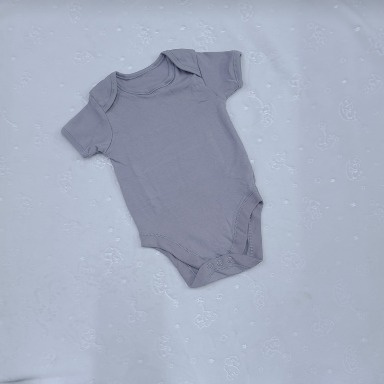 Grey Baby Bodysuit Short Sleeve Cotton (9–18M)