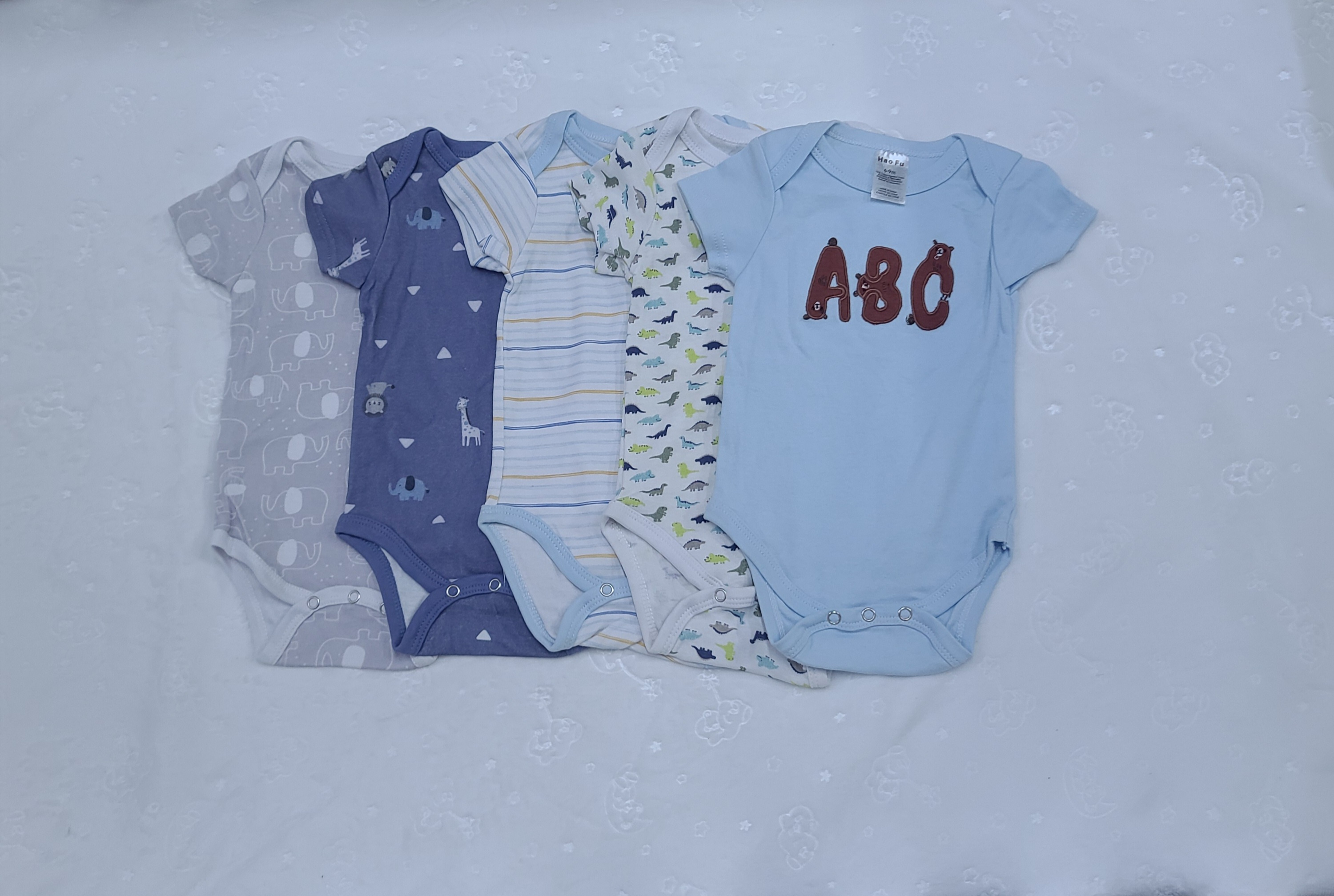 5-Piece Baby Boys Bodysuit Set (6–9 Months) | Soft Cotton Onesies
