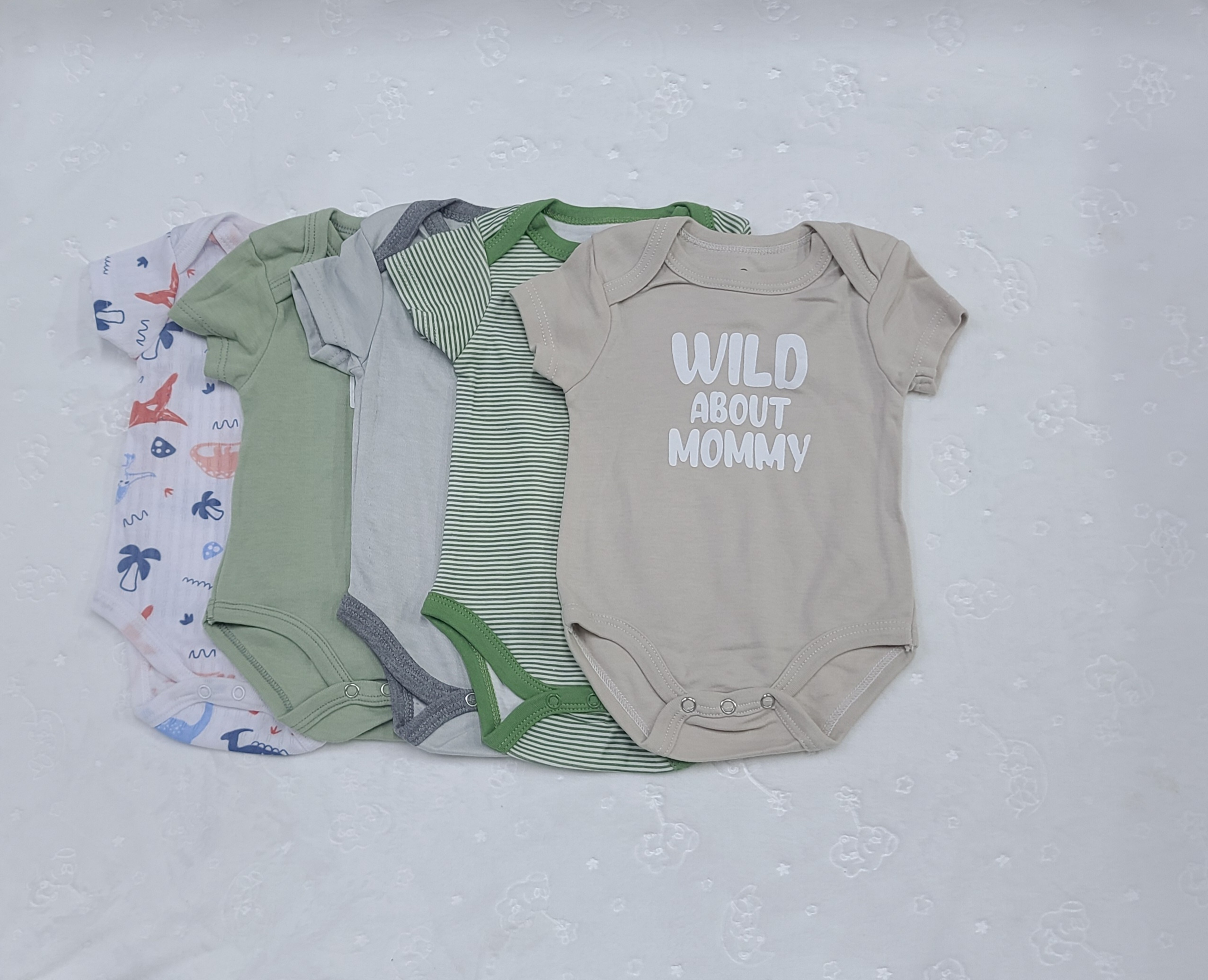 5-Piece Baby Boys and Girls Bodysuit Set (3–6 Months) | Soft Cotton Onesies