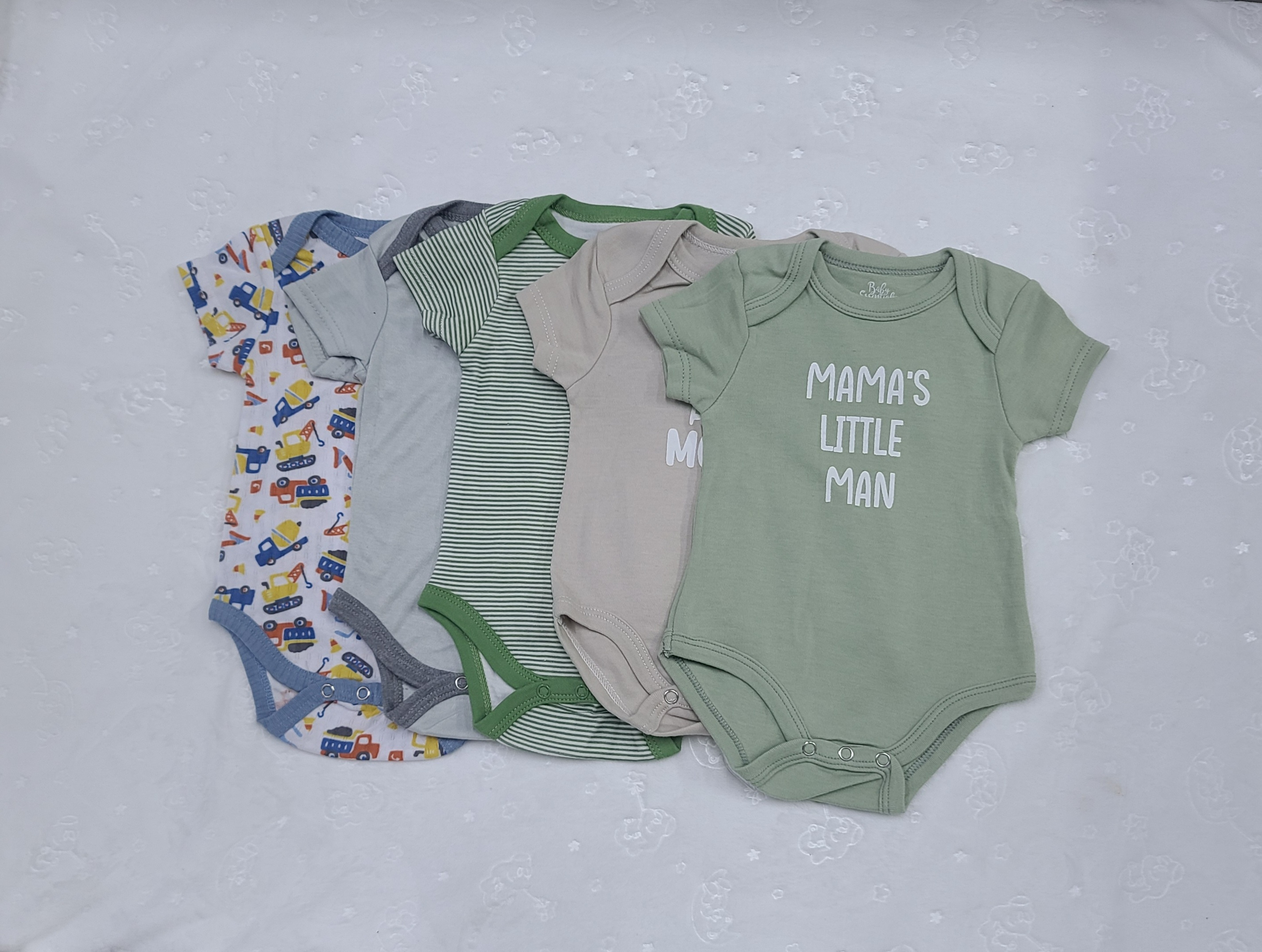 5-Piece Baby Boys and Girls Bodysuit Set (3–6 Months) | Soft Cotton Onesies