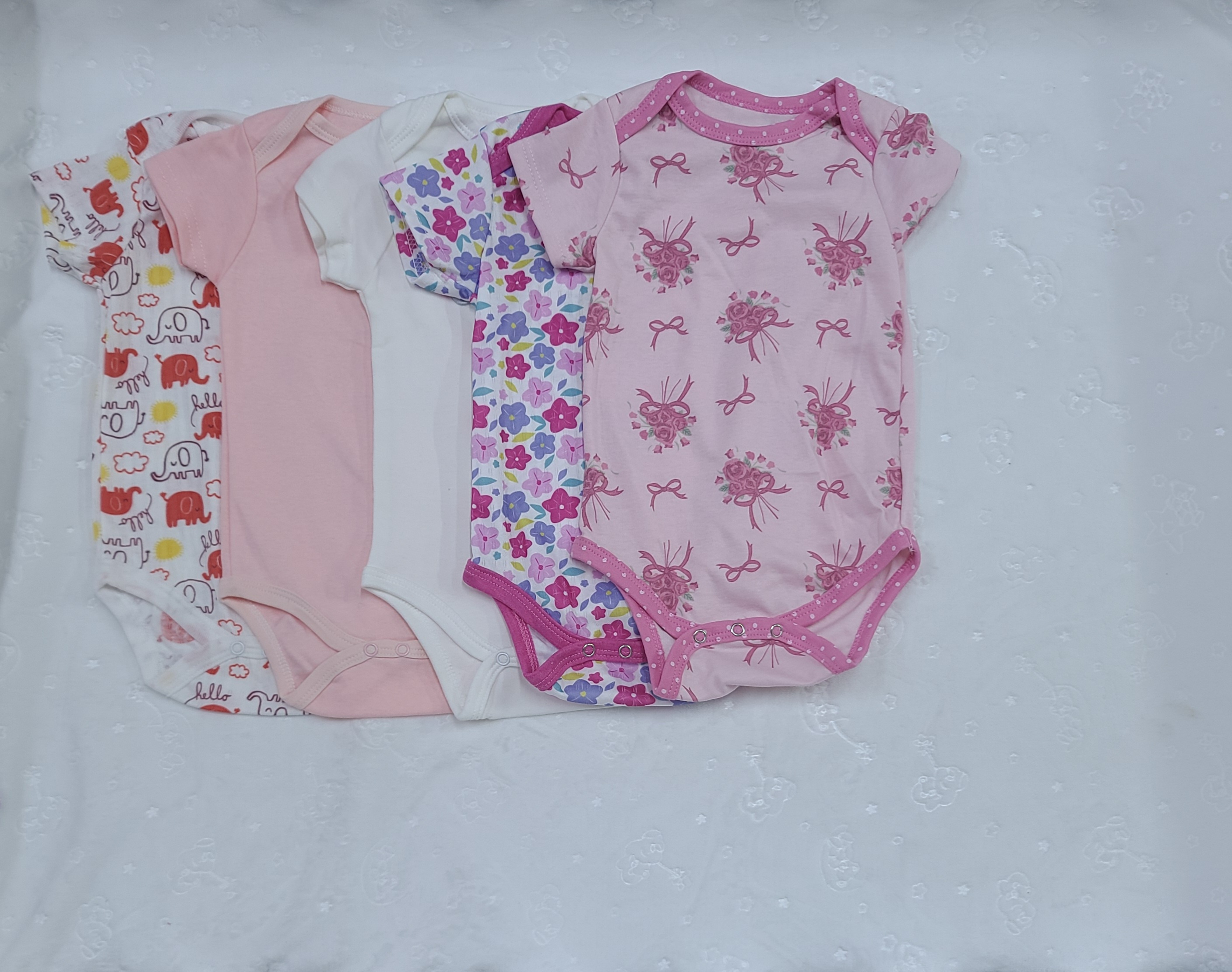 5-Piece Baby Bodysuit Set (9–12 Months) | Soft Cotton Onesies