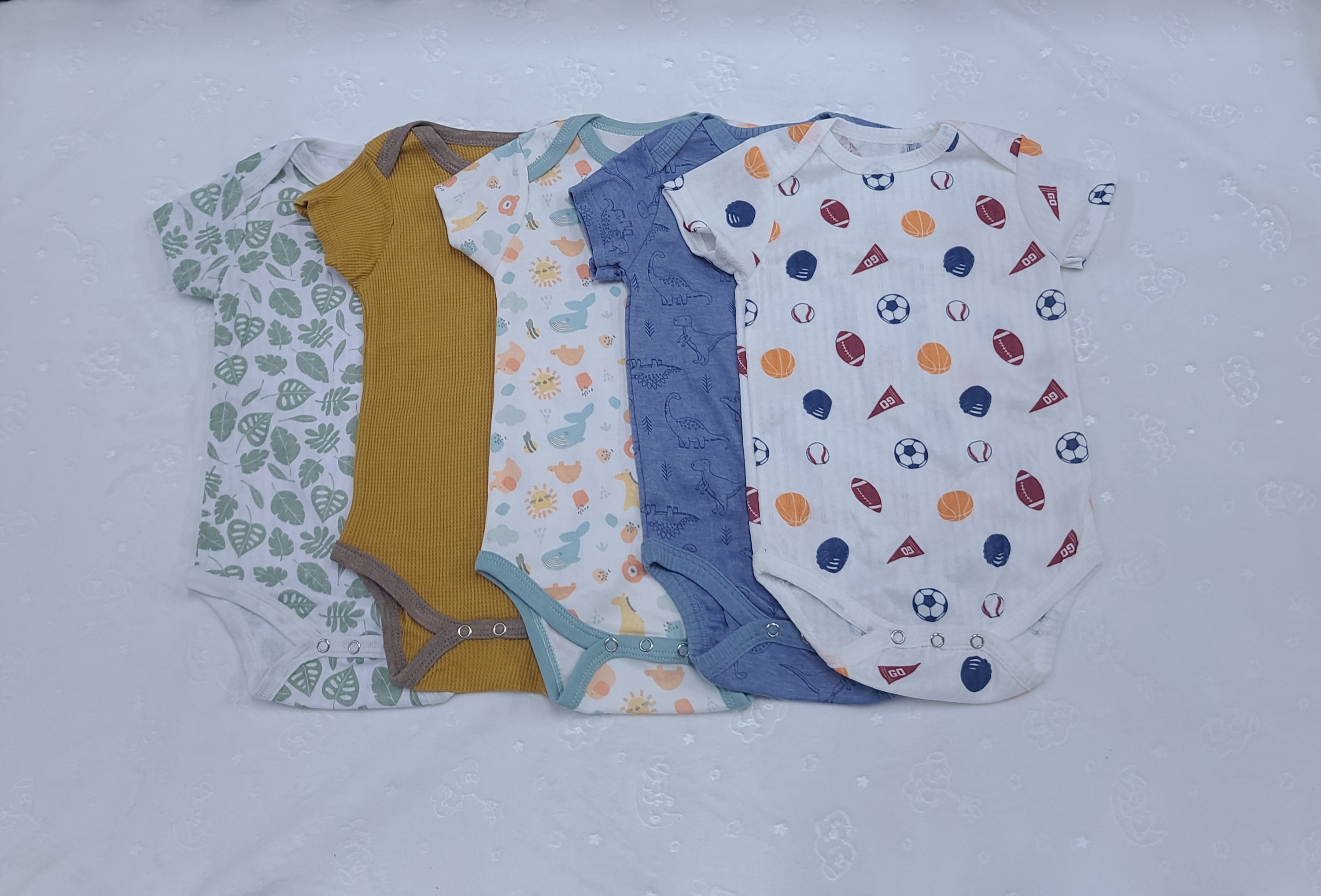 5-Piece Baby Bodysuit Set (9–12 Months) | Soft Cotton Onesies