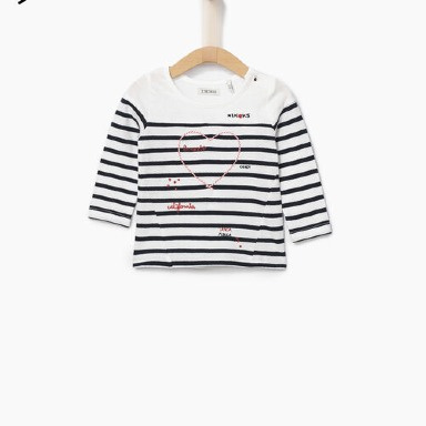 Navy & White Striped Baby Girl Outfit with Joggers (2-Piece Set) – 9–12 Months