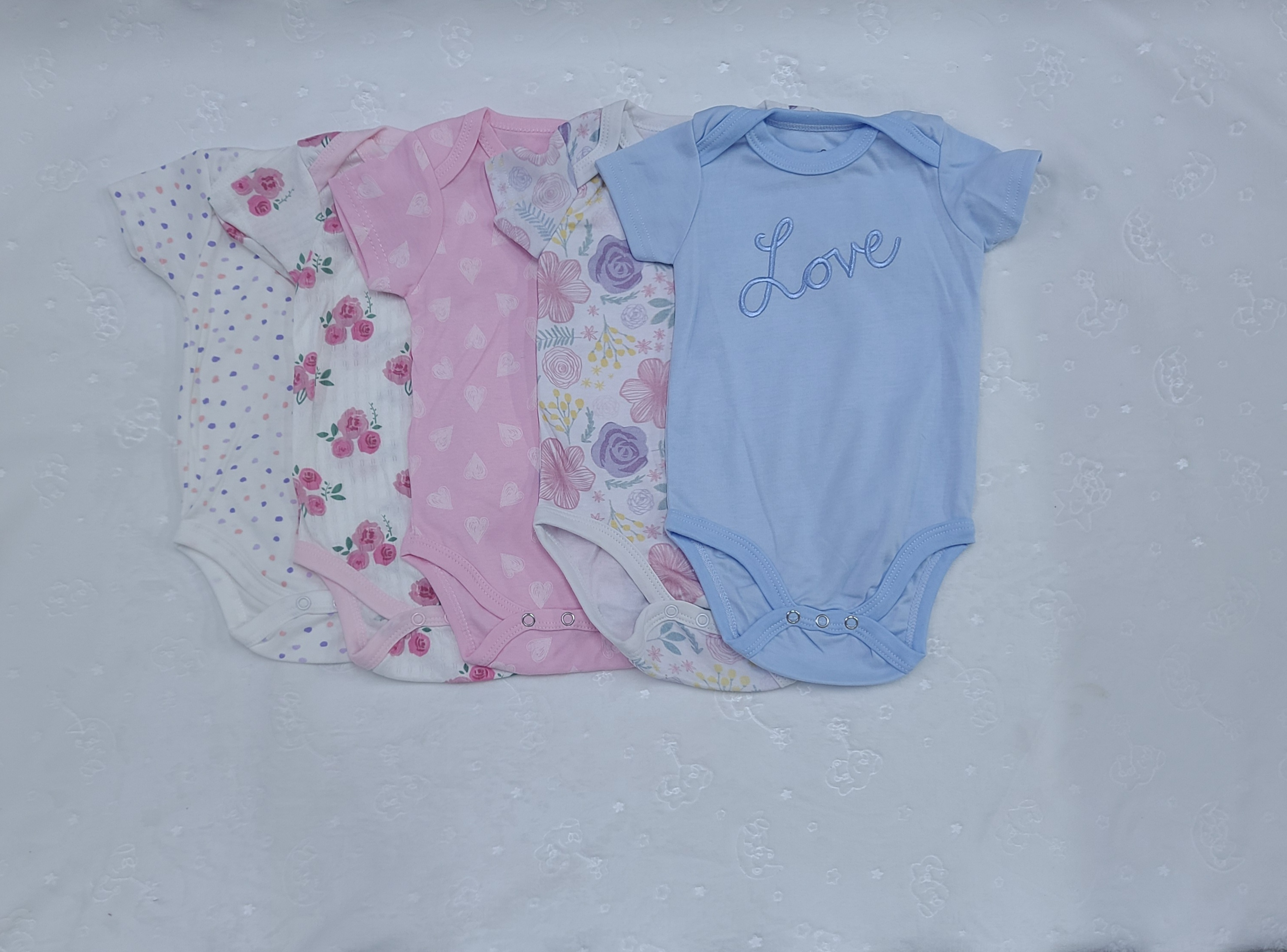 5 Piece Baby Girl Bodysuit Set Cotton (6–9M)
