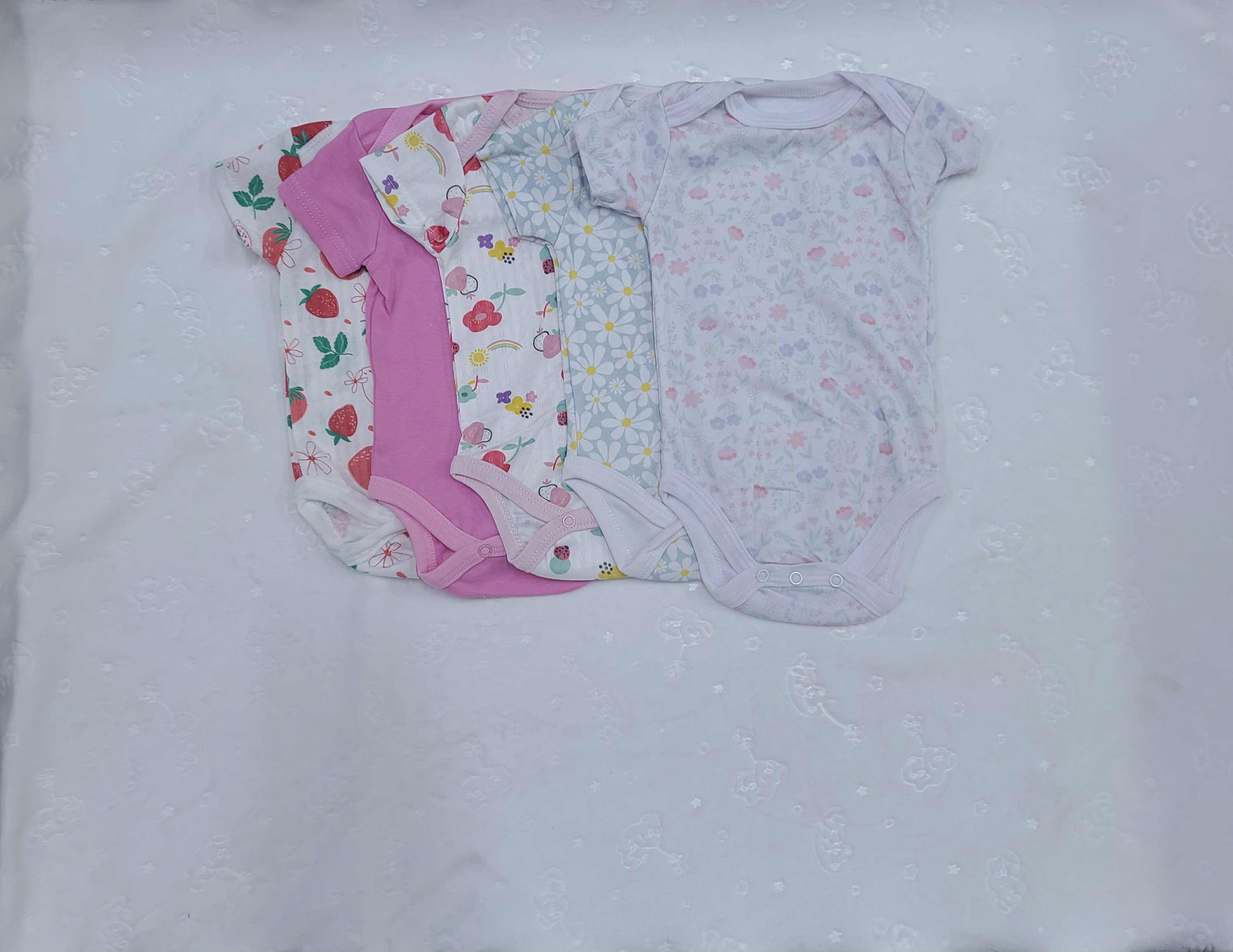 5 Piece Baby Girl Bodysuit Set Cotton (3–6M)