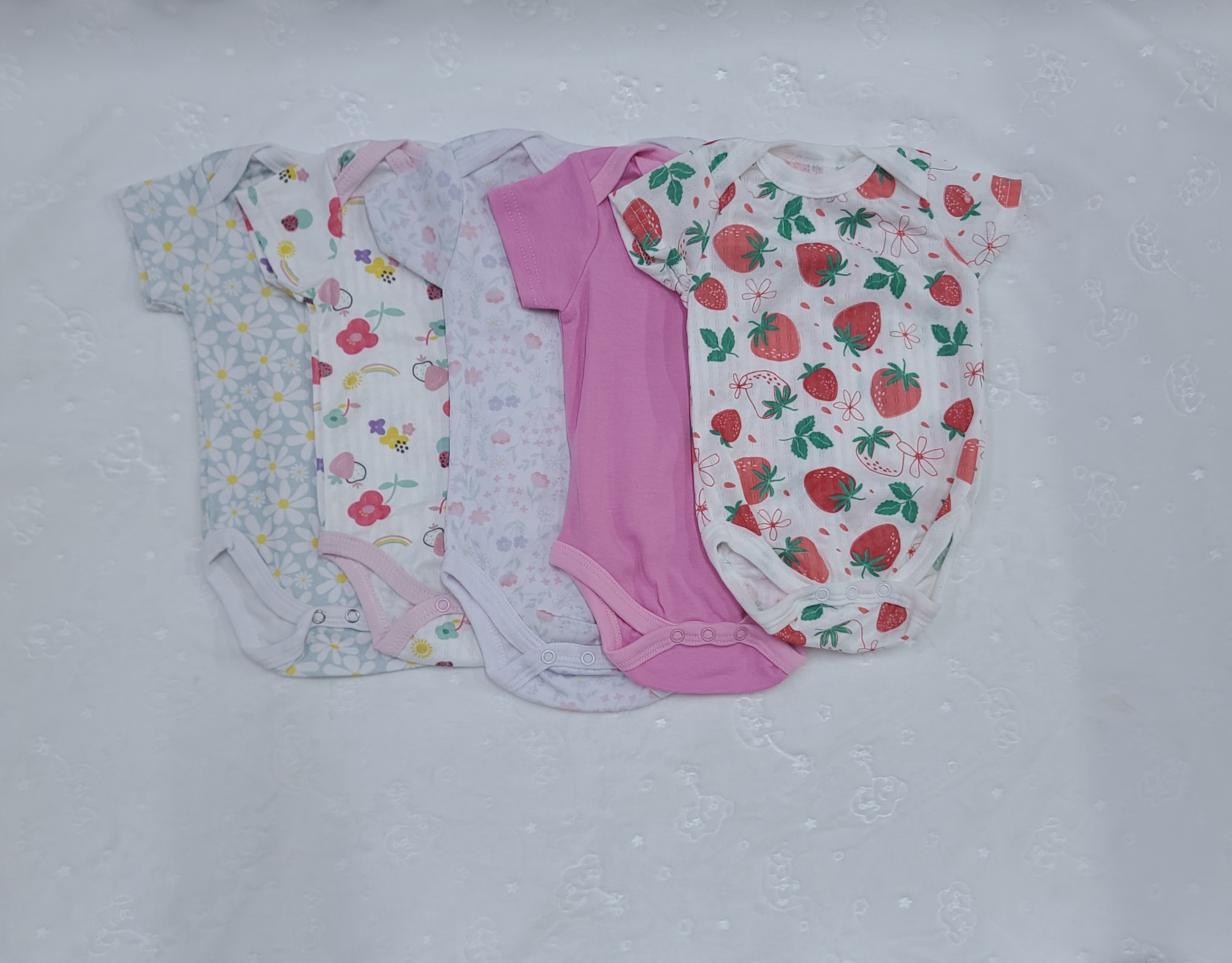 5 Piece Baby Girl Bodysuit Set Cotton (3–6M)