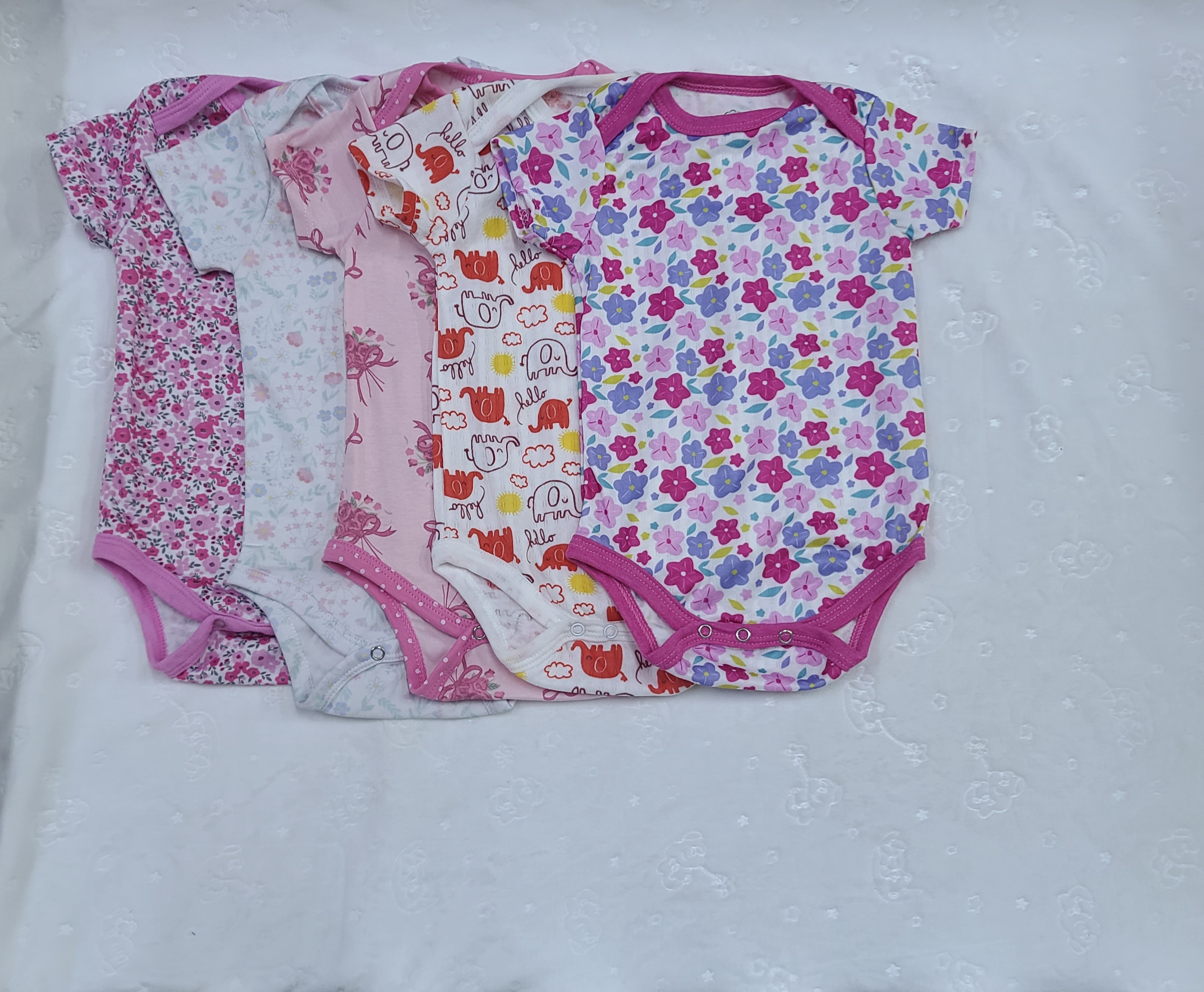 5 Piece Baby Girl Bodysuit Set Cotton (9–12M)